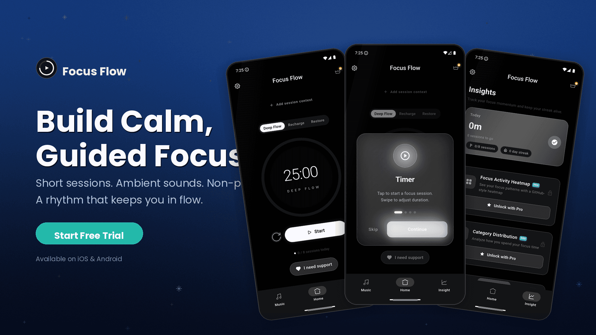 Focus Flow - A calm, guided focus timer for deep work