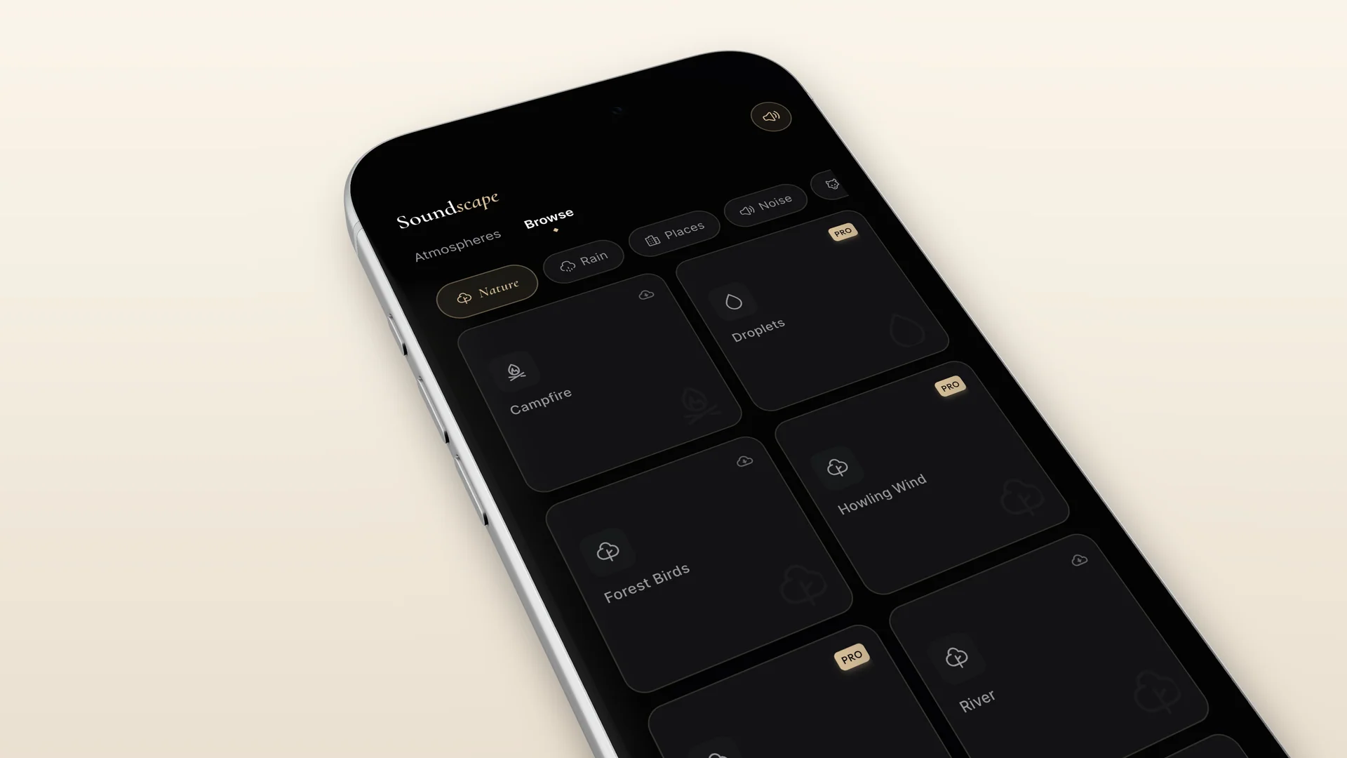 Focus Flow ambient soundscape mixer and playback controls